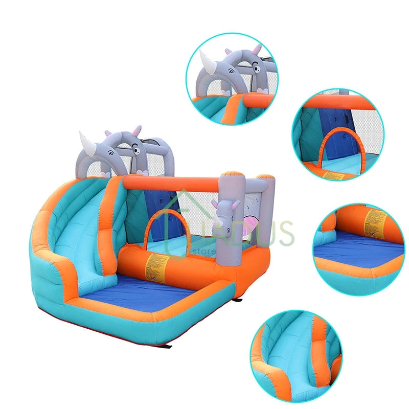 Outdoor Inflatable Castle with Bubble Pool Air Jumping House with Water Slide Bouncy Castle Kid's Party Game Play Bounce House